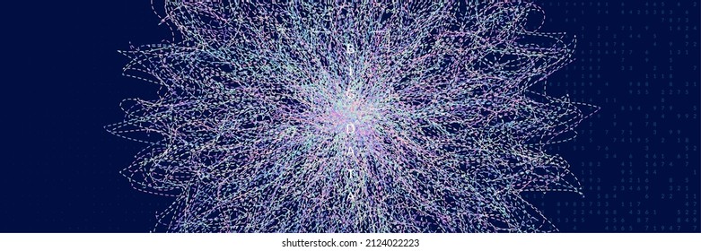 Big data learning. Digital technology abstract background. Artificial intelligence concept. Tech visual for network template. Futuristic big data learning backdrop.