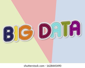 big data letters banner with border stitches