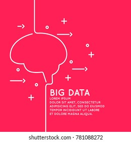 Big data in a linear style. Vector illustration on a red background.