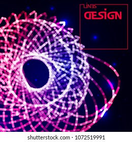 Big data lines visualization. Radial element with lines array. Data array visual concept.  Vector illustration.