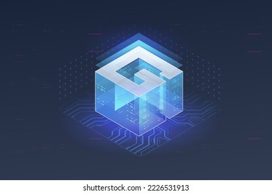 Big data Machine Learning Algorithm. isometric illustration.