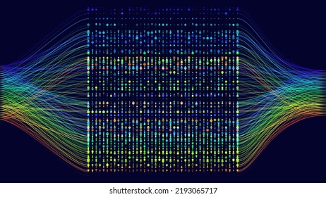 BIG DATA Machine Learning Algorithms. Data Sorting Rainbow Graph. Computer Science Concept. Big Data Analytics Stream. Information Classification. Vector Illustration.