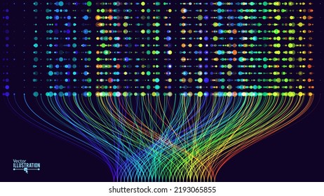 BIG DATA Machine Learning Algorithms. Data Sorting Rainbow Graph. Computer Science Concept. Big Data Analytics Stream. Information Classification. Vector Illustration.