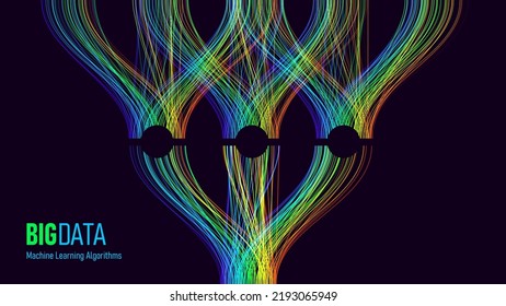 BIG DATA Machine Learning Algorithms. Data Sorting Rainbow Tree Graph. Computer Science Concept. Big Data Analytics Stream. Information Classification. Vector Illustration.