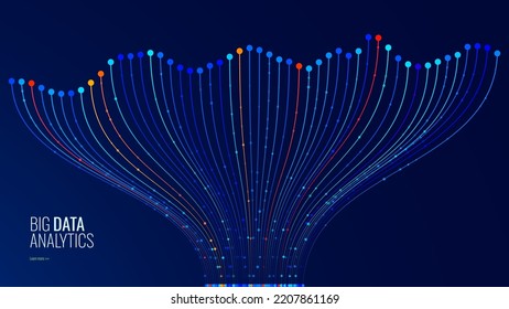 BIG DATA Machine Learning Algorithms. Data Sorting Colorful Graph. Computer Science Concept. Big Data Analytics Stream. Information Classification. Vector Illustration.