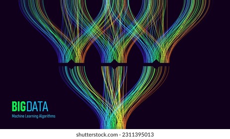 BIG DATA Machine Learning Algorithms. Data Sorting Rainbow Tree Graph. Computer Science Concept. Big Data Analytics Stream. Information Classification. Vector Illustration.