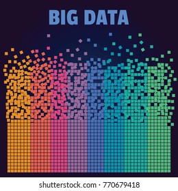 BIG DATA Machine Learning and Artificial Intelligence Algorithms. Analysis of Information Minimalistic Infographics Design. Science and Technology Background, Vector Illustration.