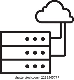 Administración de Big Data con un estilo de contorno negro. información, análisis, análisis, red, digital, base de datos, almacenamiento. Ilustración del vector
