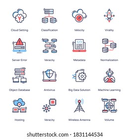 Big Data Minimal Icons - Stroked, Vectors