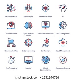 Big Data Minimal Icons - Stroked, Vectors