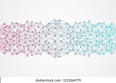 Big data molecular futuristic network connection. Abstract polygonal space background with connected dots and lines. Science, Medical, technology. Vector illustration graphic template.