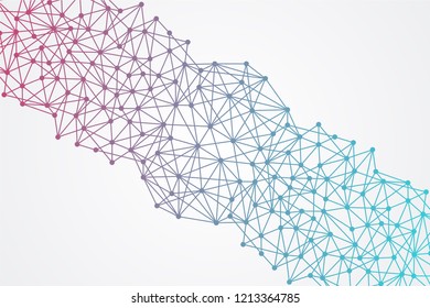 Big data molecular futuristic network connection. Abstract polygonal space background with connected dots and lines. Science, Medical, technology. Vector illustration graphic template.