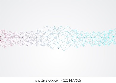 Big data molecular futuristic network connection. Abstract polygonal space background with connected dots and lines. Science, Medical, technology with space for text. Vector illustration template.