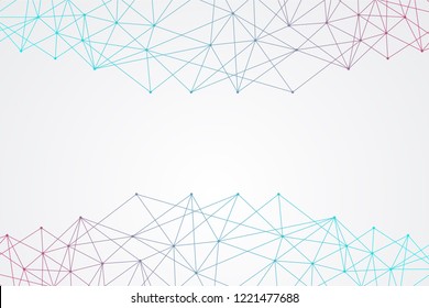 Big data molecular futuristic network connection. Abstract polygonal space background with connected dots and lines. Science, Medical, technology with space for text. Vector illustration template.