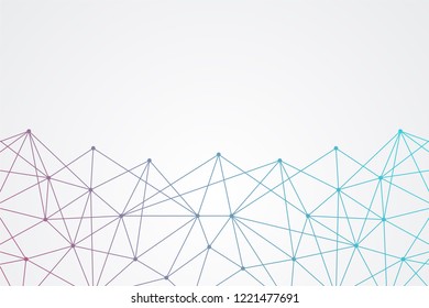 Big data molecular futuristic network connection. Abstract polygonal space background with connected dots and lines. Science, Medical, technology with space for text. Vector illustration template.
