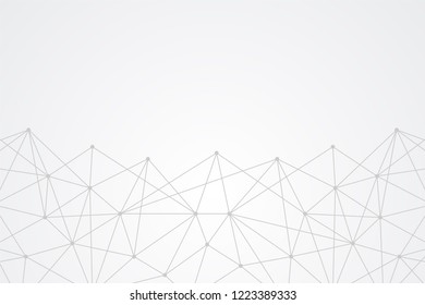 Big data molecular futuristic network connection. Abstract GREY polygonal space background with wireframe, connected dots and lines. Science, Medical, technology. Vector illustration graphic template.