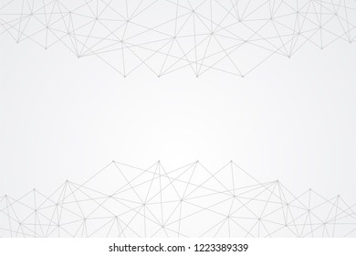 Big data molecular futuristic network connection. Abstract GREY polygonal space background with wireframe, connected dots and lines. Science, Medical, technology. Vector illustration graphic template.