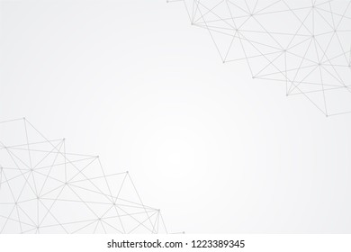 Big data molecular futuristic network connection. Abstract GREY polygonal space background with wireframe, connected dots and lines. Science, Medical, technology. Vector illustration graphic template.