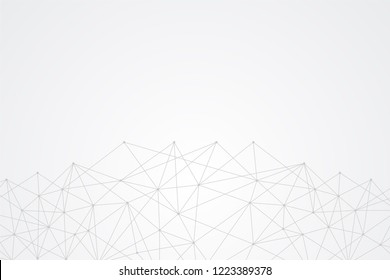 Big data molecular futuristic network connection. Abstract GREY polygonal space background with wireframe, connected dots and lines. Science, Medical, technology. Vector illustration graphic template.
