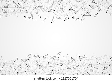 Big data molecular futuristic network connection. Abstract GREY polygonal space background with wireframe, connected dots and lines. Science, Medical, technology. Vector illustration graphic template.