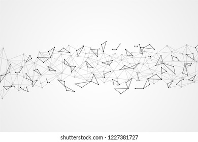 Big data molecular futuristic network connection. Abstract GREY polygonal space background with wireframe, connected dots and lines. Science, Medical, technology. Vector illustration graphic template.