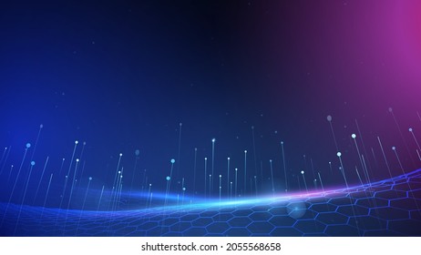 Big data and network background. Quantum technology big data. Futuristic technology and science background. Vector illustration