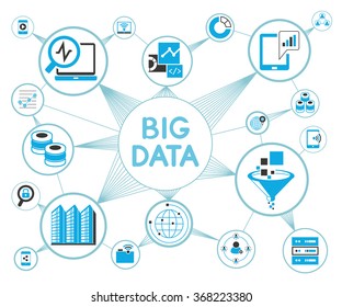 big data network concept, big data icons 