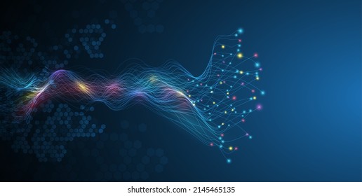 Big data network concept, internet connection, sound wave and wireless signal use business finance as abstract background image.