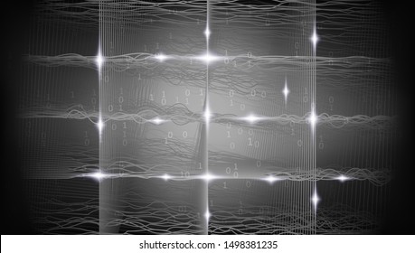 Big Data Network. Futuristic Science Background. Social Network. Gray Information Cloud. Big Data Abstract. Glow Science Geometric. Datum Center. Technology Design. Science Visualization.