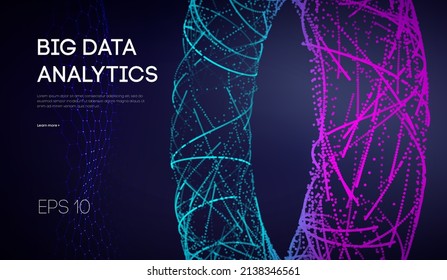 Big data network information background. Internet analytics and computer technology. Business analysis database, digital info vector illustration. Big storage search optimisation. Networking