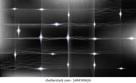 Big Data Network. Monochrome Science Illustration. Blue Energy. Glow Complexity Abstract. Big Data Analysis. Gray Science Visualization. Analysis Server. Information Cloud. Science Background.