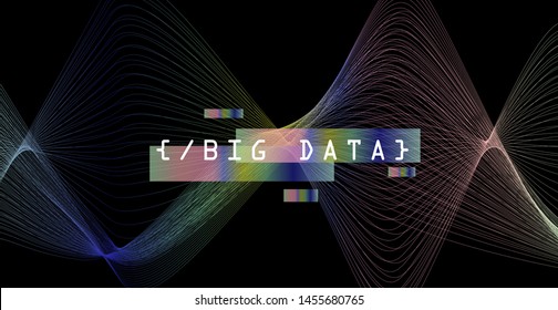 Big data and Neural Network visualization. Abstract cyberpunk technology background.