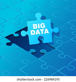 Big Data on blue puzzle. Vector illustration