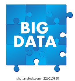 Big Data on puzzle isolated on white background. Vector illustration