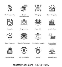 Big Data Outline Icons - Stroked, Vectors