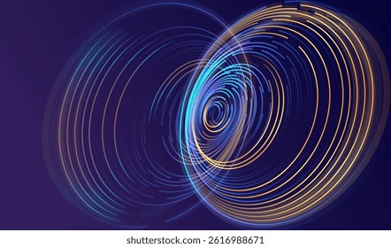 Big Data Perspective Round Lines. Network Concept of AI. Artificial Intelligence Data Science. Digital Circles Technology Vector.