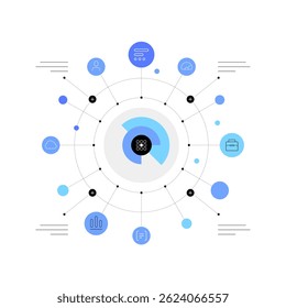 Big data, gráfico circular, infográficos abstratos. Ilustração plana. Arquivo vetorial.