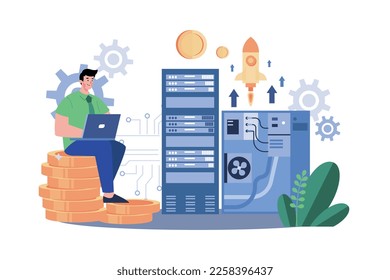 Big Data Processing Illustration concept on white background
