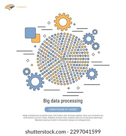 Big data processing, information visualization, analysis flat contour style vector concept illustration