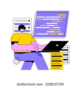 Big data programming abstract concept vector illustration. Software development, big data programmer, coding course, choose programming language, data science tools, framework abstract metaphor.
