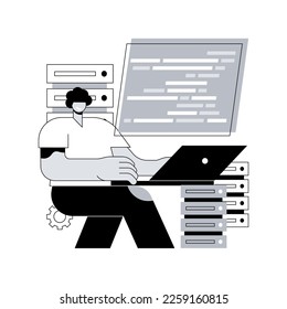 Big data programming abstract concept vector illustration. Software development, big data programmer, coding course, choose programming language, data science tools, framework abstract metaphor.