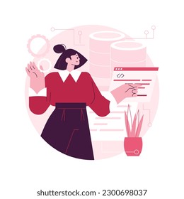 Big data programming abstract concept vector illustration. Software development, big data programmer, coding course, choose programming language, data science tools, framework abstract metaphor.