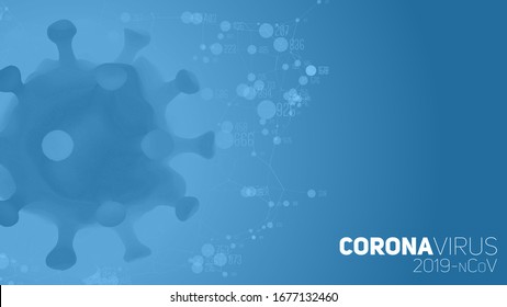 Big data research of Coronavirus disease. 3d vector illustration of virus and data cloud. Futuristic virology analysis of SARS. Pathogen exploraion concept.