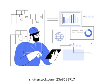 Big data in retail abstract concept vector illustration. Wholesale worker using big data transfer in retail, supply chain management, IT technology, machine learning abstract metaphor.