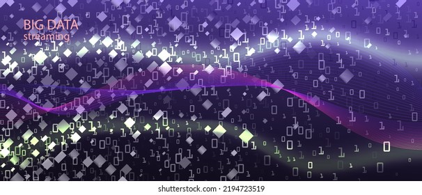 Big Data Sales Vector Equalizer. Fractal Flow Glow Neon Tech Colorful Trendy Layout. Matrix Flying Binary Code. Punk Futuristic Slide. Purple Blue Pink Background. Big Data Sales Banner