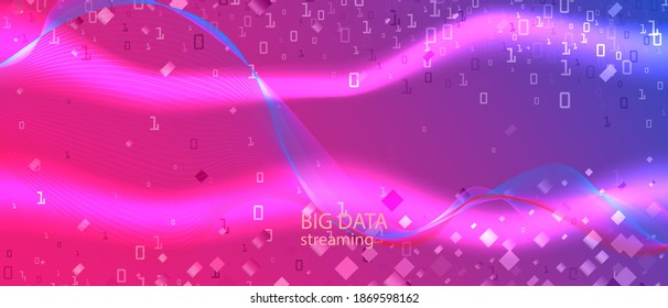Big Data Sales Vector Presentation. Fractal Flow Code Purple Pink Blue Background. Matrix Flying Binary Code. Neon Tech Abstract Minimal Template. Punk Equalizer Slide. Big Data Sales Banner