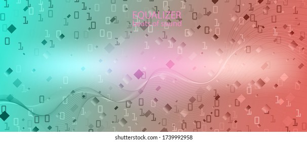 Big Data Sales Vector Wallpaper. Blue Pink Purple Background. Cyber Futuristic Slide. Fractal Liquid Data Technology Grunge Trendy Layout. Matrix Falling Binary Code. Big Data Sales Banner