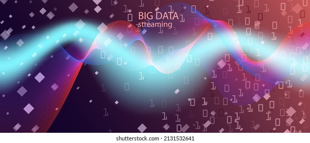 Big Data Sales Vector Wallpaper. Neon Tech Abstract Minimal Layout. Matrix Falling Binary Code. Purple Pink Blue Background. Punk Futuristic Slide. Fractal Fluid Glow Big Data Sales Banner