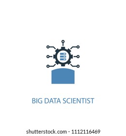 Big data scientist concept 2 colored icon. Simple blue element illustration. Big data scientist concept symbol design from big data set. Can be used for web and mobile UI/UX