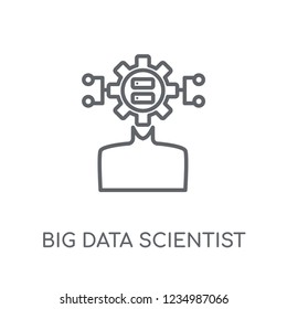 big data scientist linear icon. Modern outline big data scientist logo concept on white background from General collection. Suitable for use on web apps, mobile apps and print media.